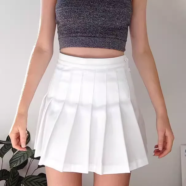American retro high-waist slim pleated skirt with safety pants P349 - Image 5
