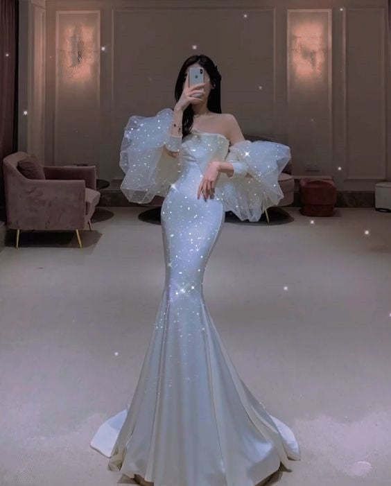 Mermaid Long Prom Dress Charming Evening Dress Birthday Outfits P381 - Image 3