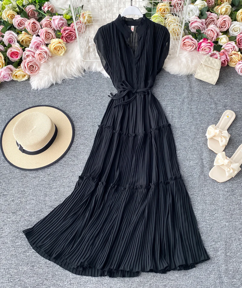 Simple V-neck dress sleeveless dress 051 - Image 7